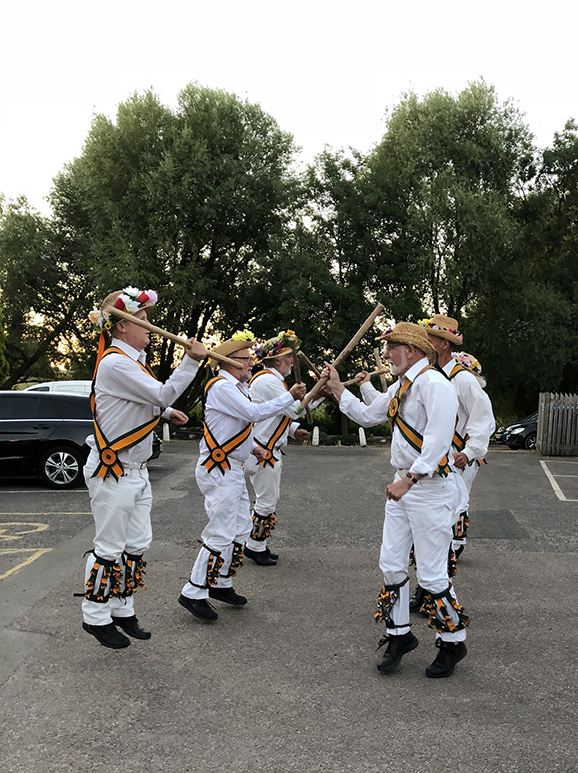 Rutland Morris Men performing outside The White Lion Inn